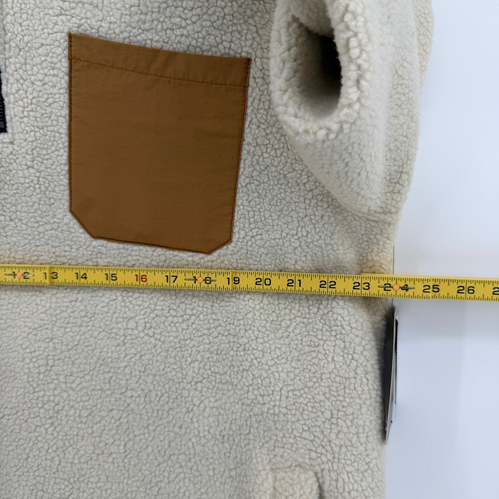 $115 NEW Ezekiel Mens XL Iceland Sherpa Fleece 1/4 Zip Hoodie Ivory Skate Grunge - Picture 7 of 8